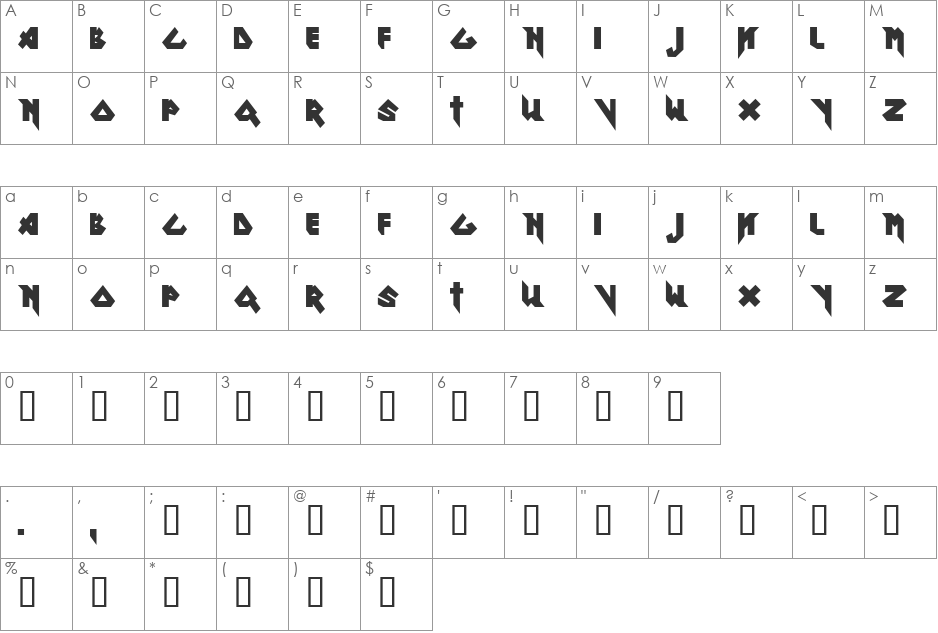 Ron Maiden font character map preview