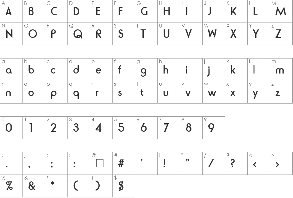 Ronda font character map preview