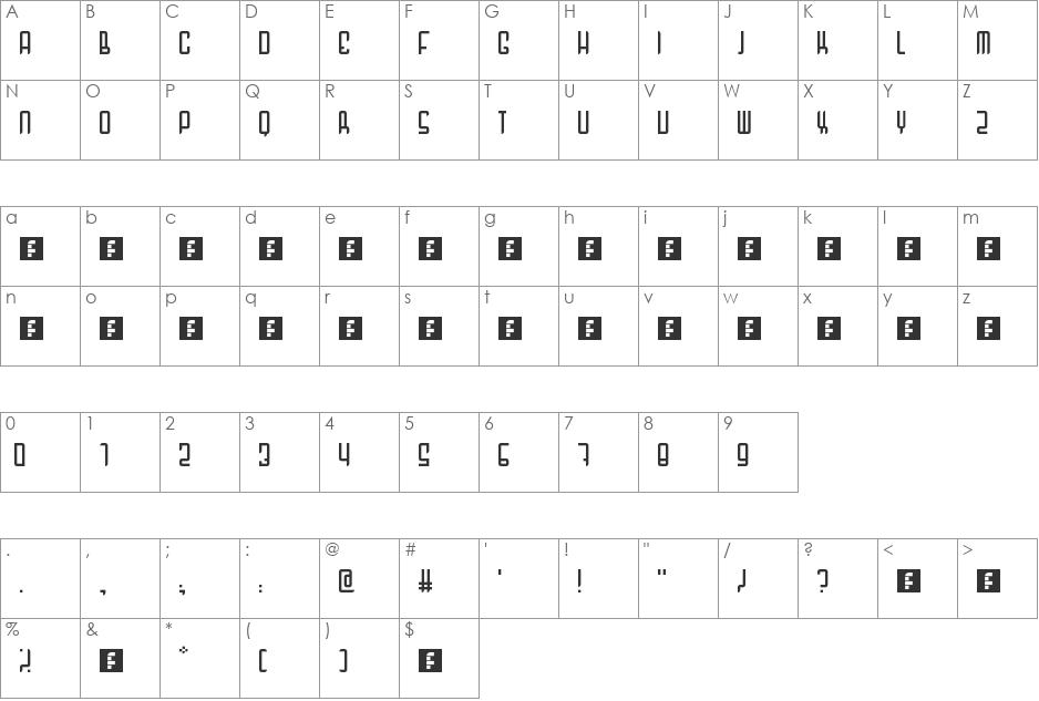 RONK font character map preview