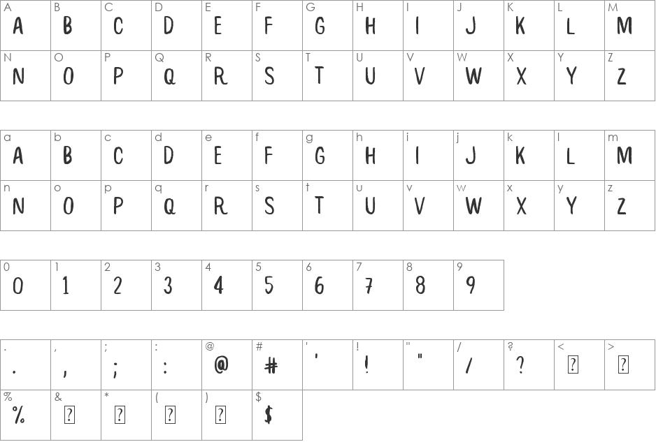 Root Beer font character map preview