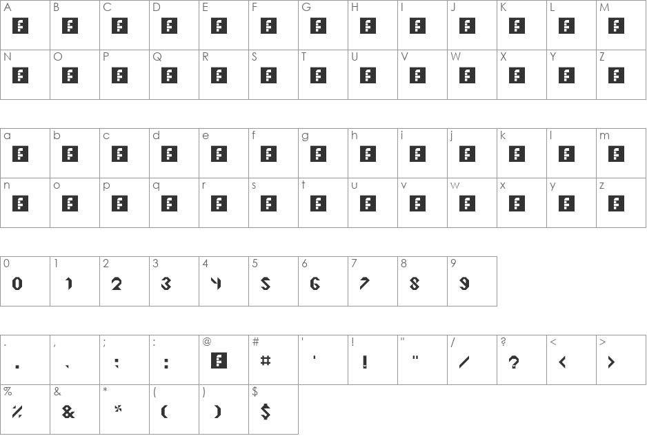 rorosa font character map preview