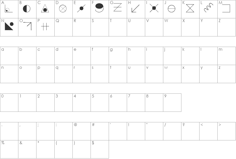 RoseXStitch font character map preview