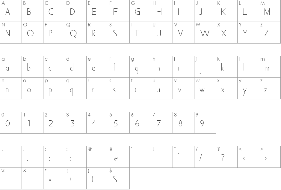 rosie font character map preview