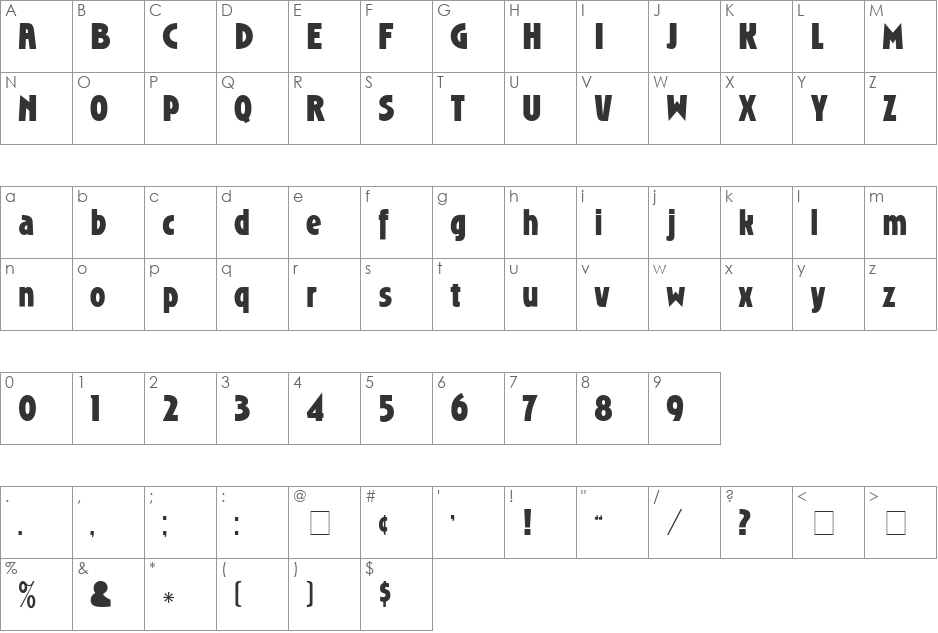 RoslinGothic_DG font character map preview