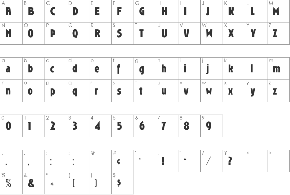 RoslynGothicMedium_DG font character map preview