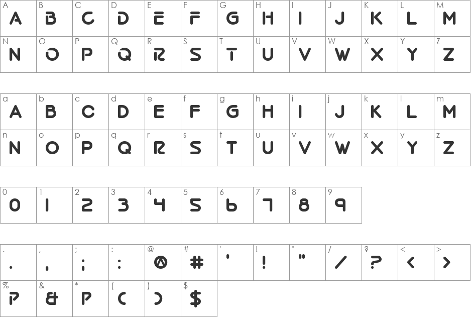 Ross font character map preview