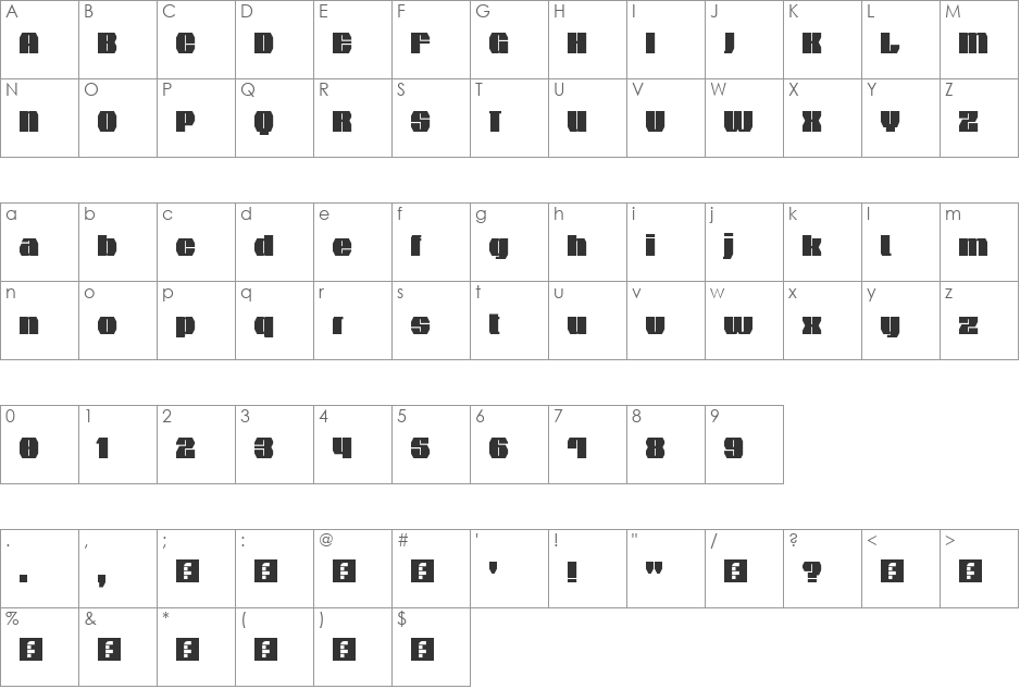Ross font character map preview