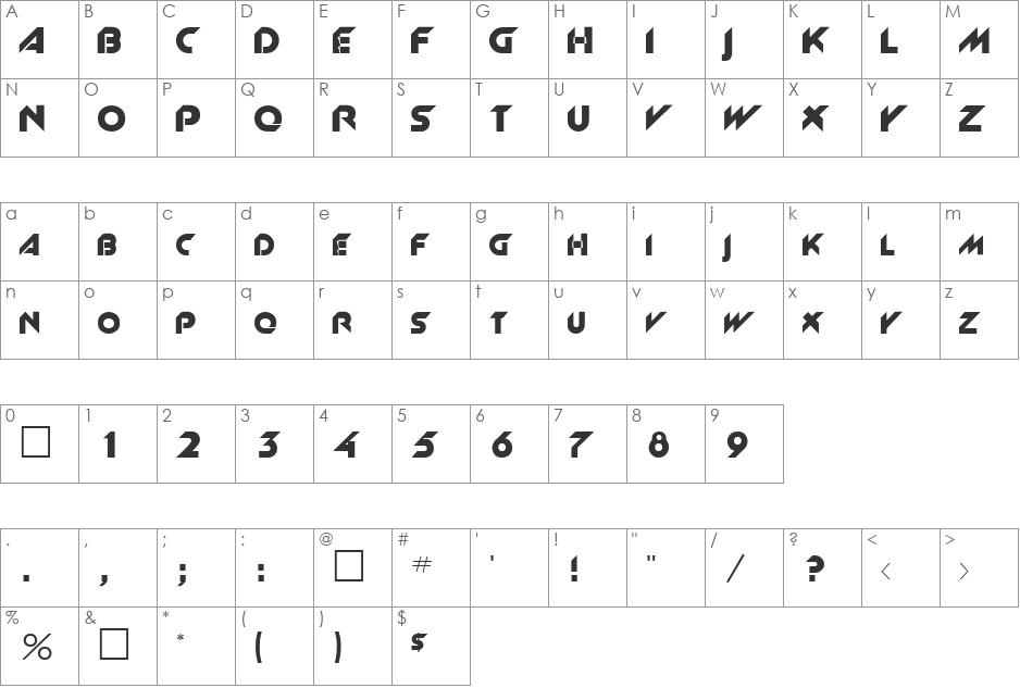 ROSSALYN font character map preview