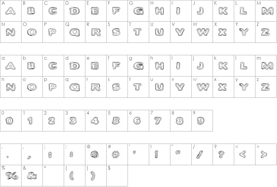 Bambiraptor font character map preview