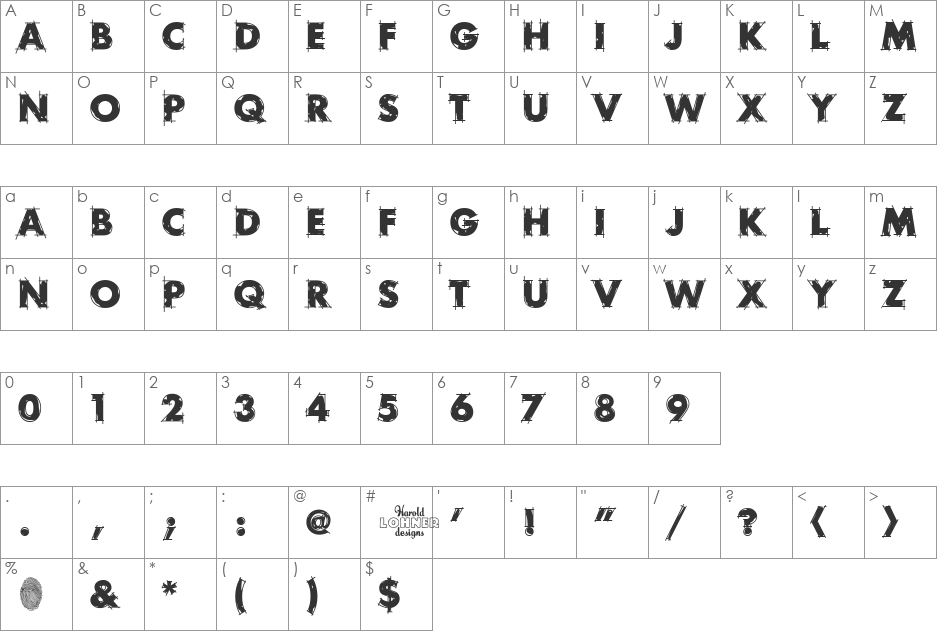 Rough Draft font character map preview