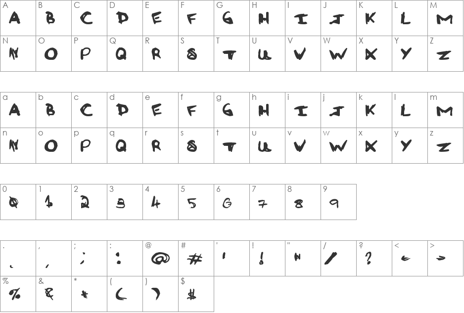Rough Graffiti font character map preview
