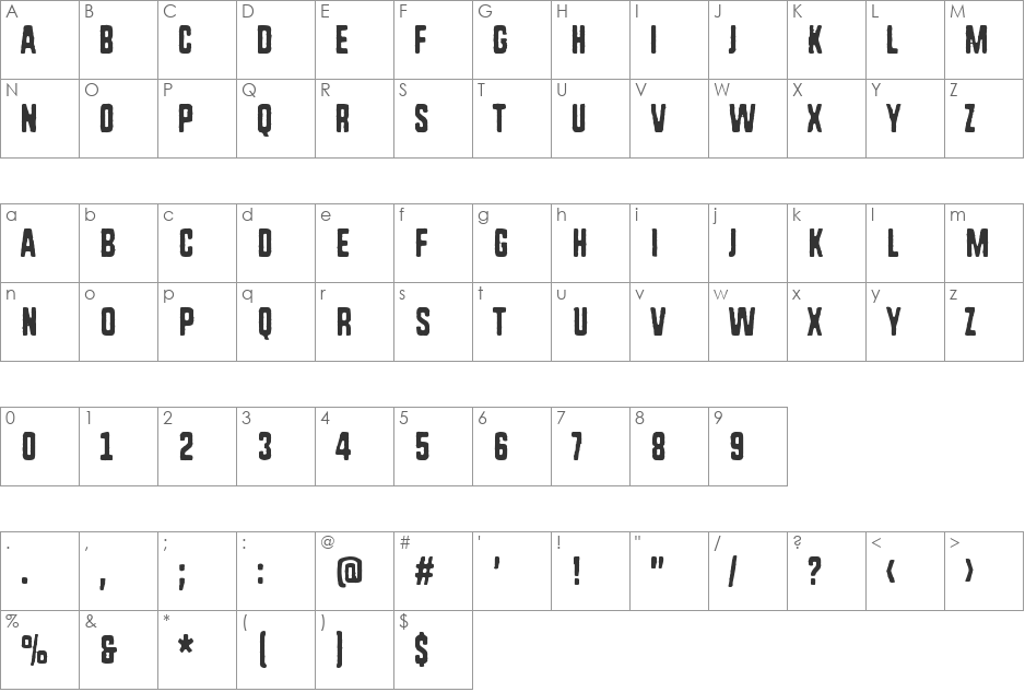Rough Simple font character map preview