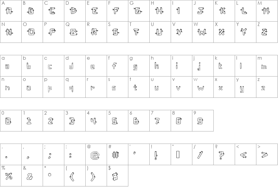 BambuC font character map preview