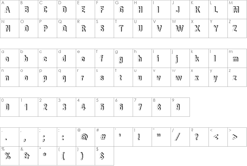 Rough66 Becker font character map preview