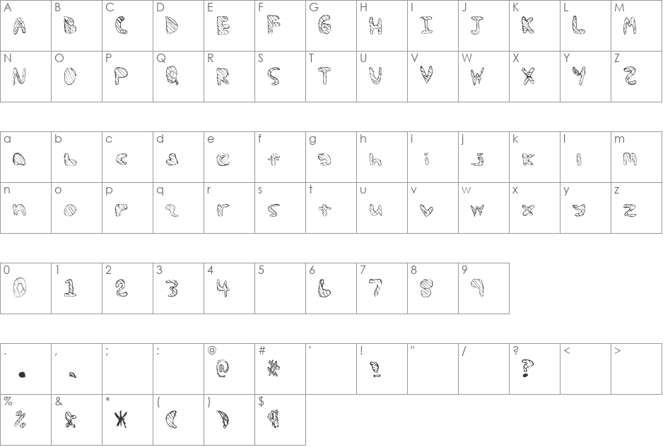 BAMF font character map preview