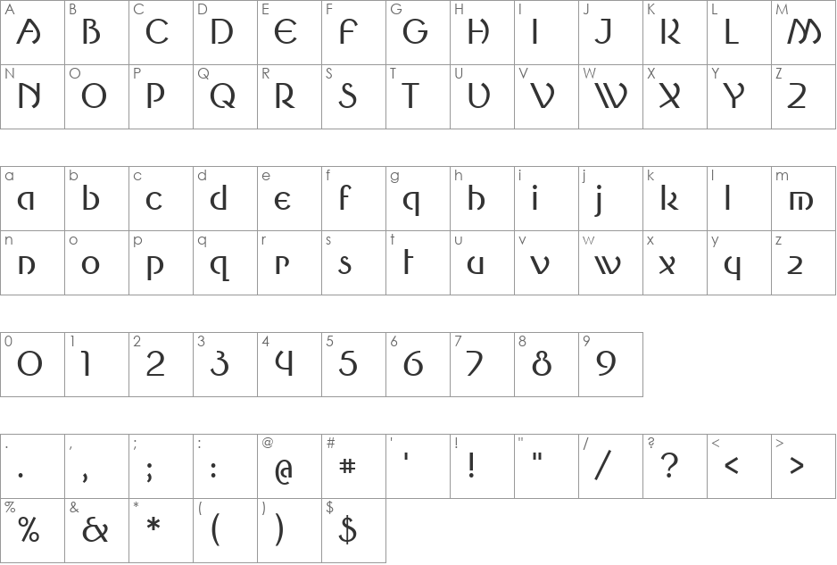 Round Style Middle font character map preview