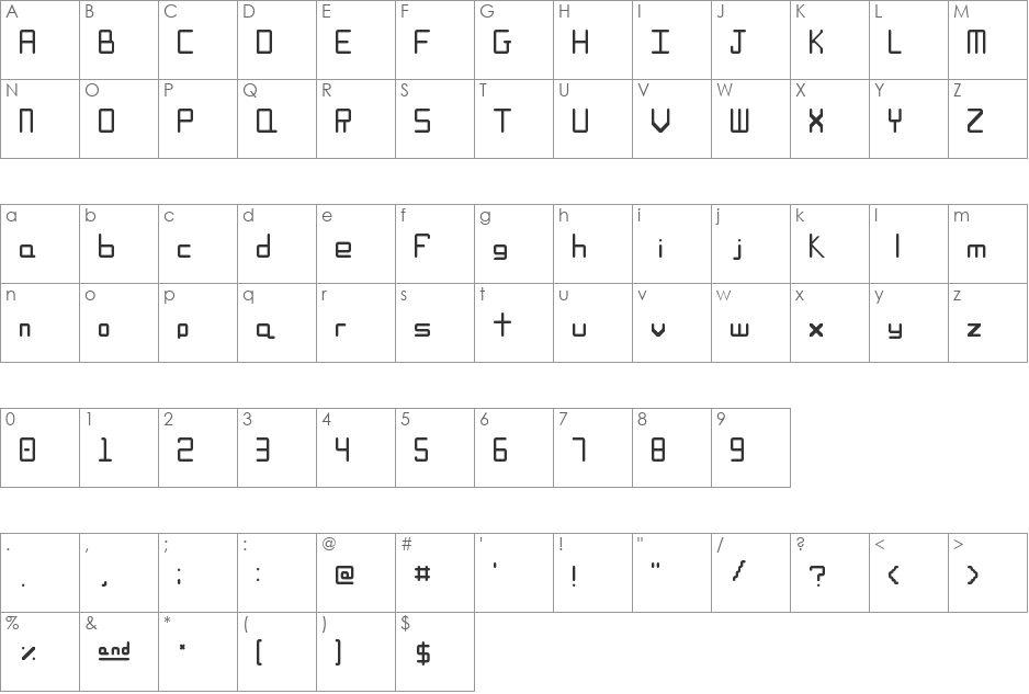 Rounded font character map preview