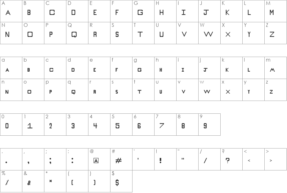 Rounded Blocks font character map preview