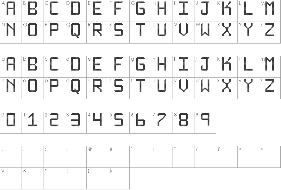 Rounded display St font character map preview