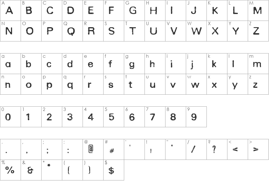Rounded Eroded font character map preview