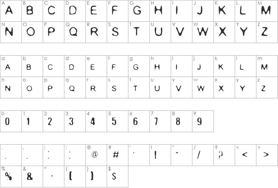 Rounded Genius font character map preview