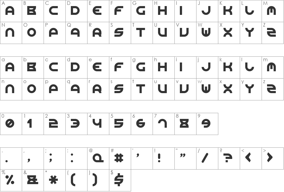 Rounded Line 7 font character map preview