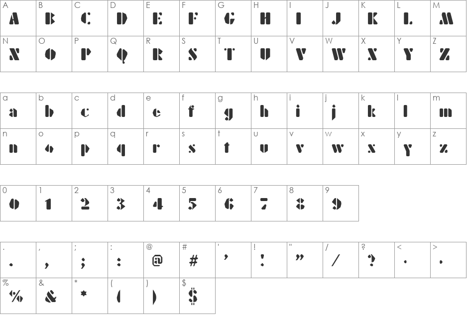 Rounded Technical font character map preview