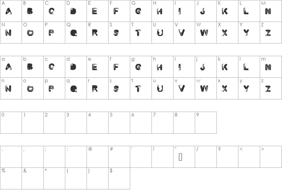 RoundedBrush font character map preview