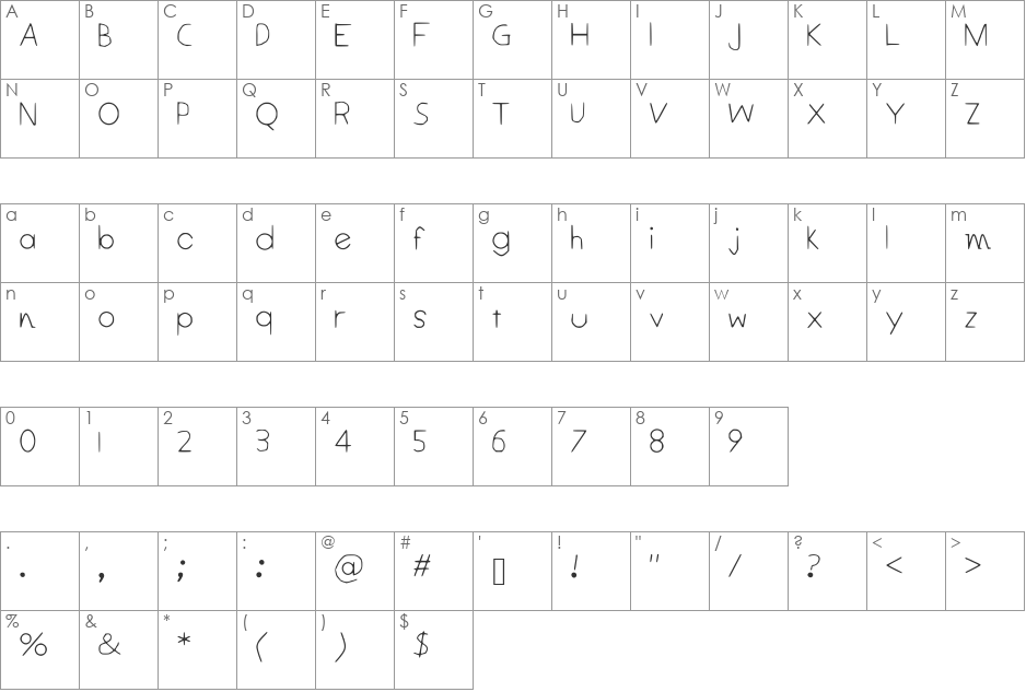 RoundedLettersVersion2 font character map preview