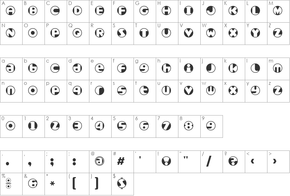 Roundel font character map preview