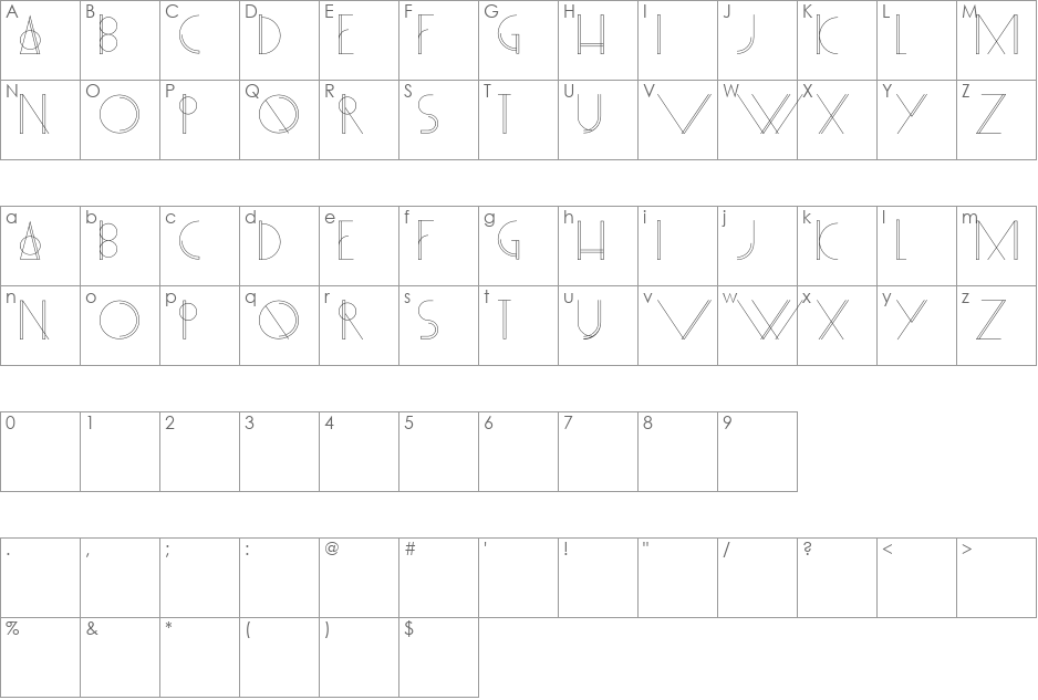 Bamq font character map preview