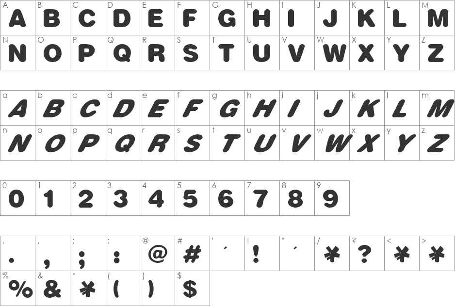 rounder font character map preview