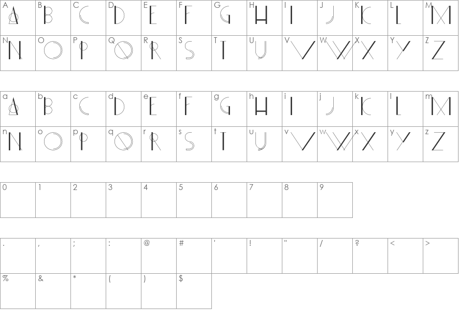 Bamq font character map preview