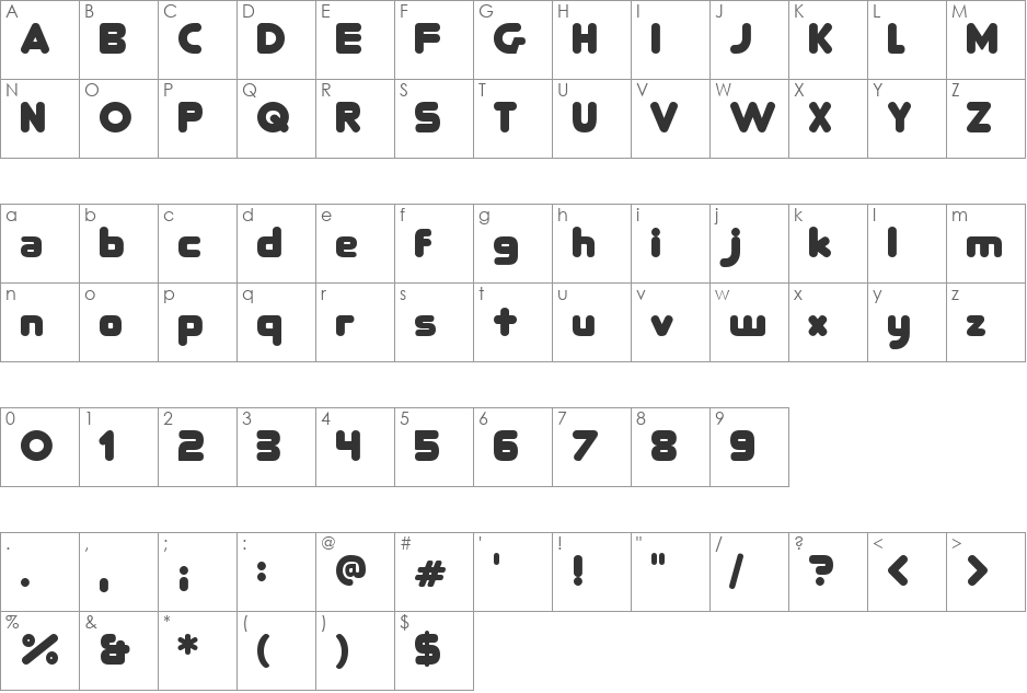 RoundFit Lowercase Extended font character map preview