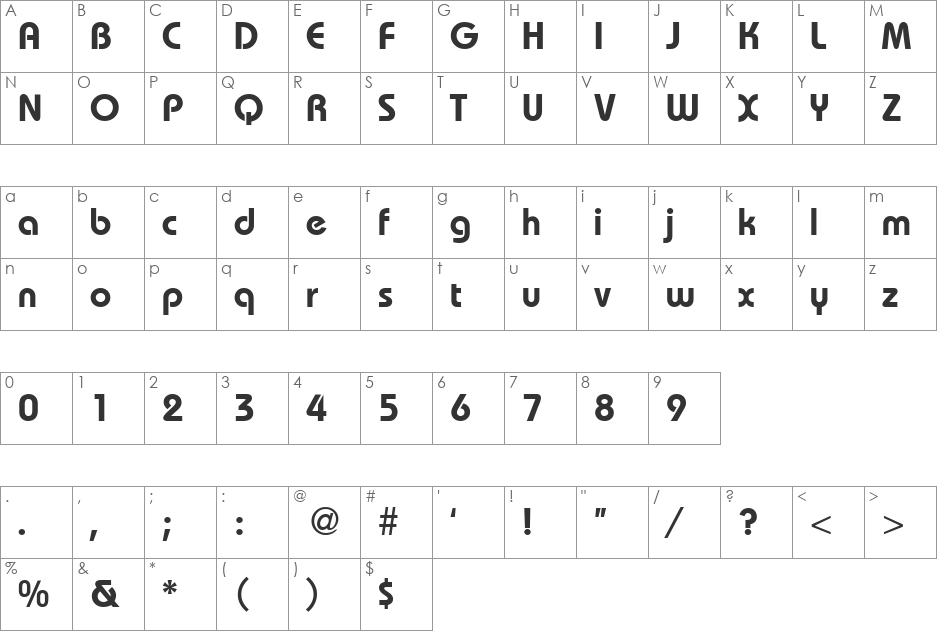 RoundHouseDemi font character map preview