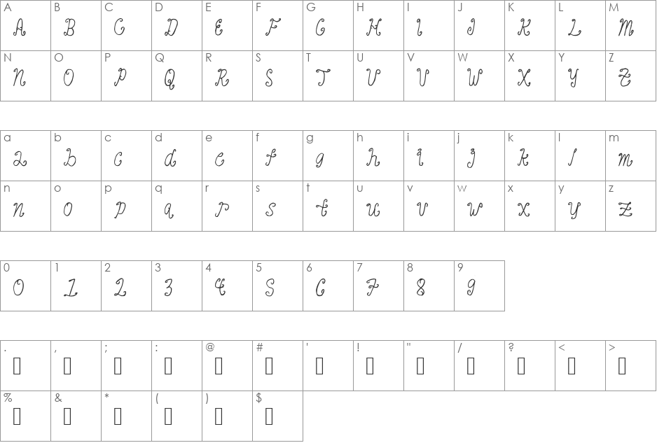 Banaag Font 1 font character map preview