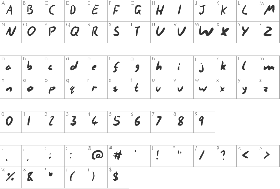Rowan font character map preview