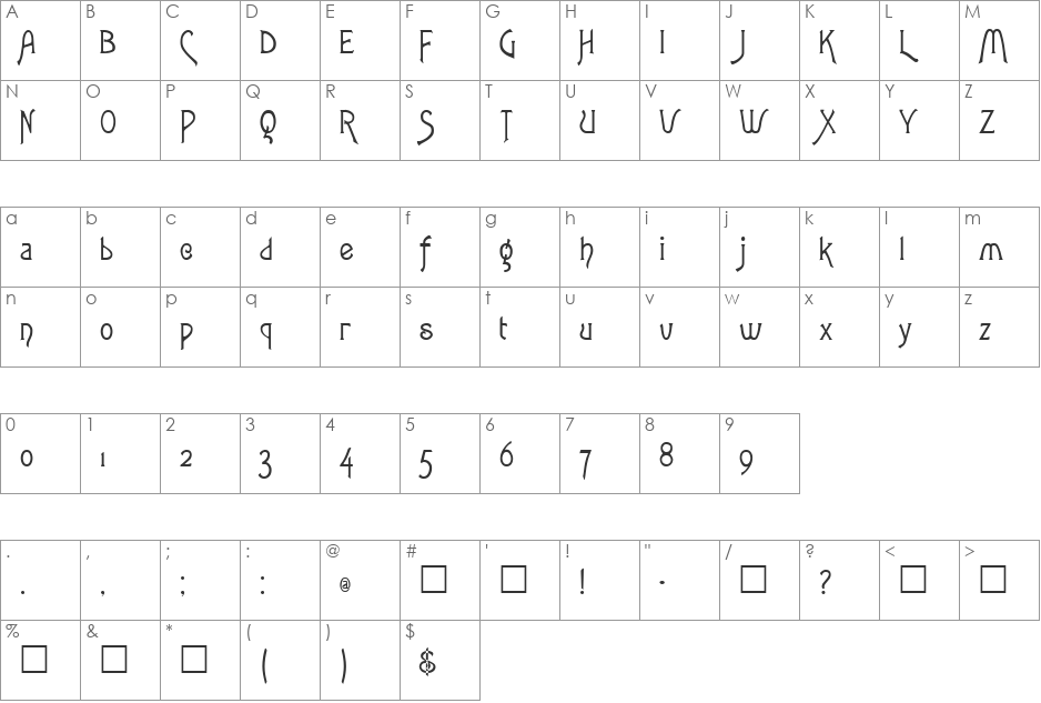 ROWLEY font character map preview