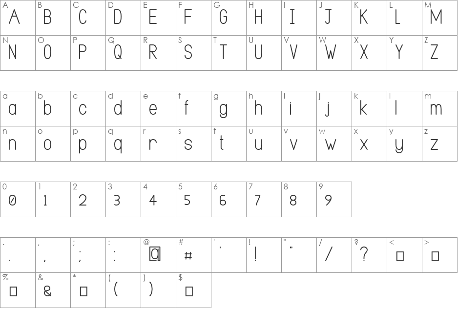 Rownd font character map preview