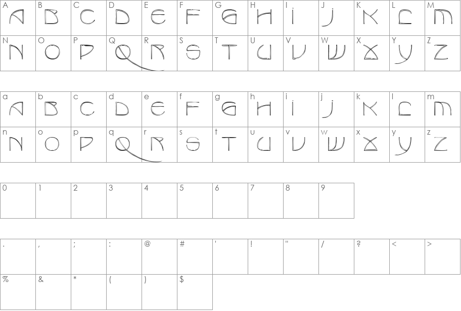 Royal font character map preview