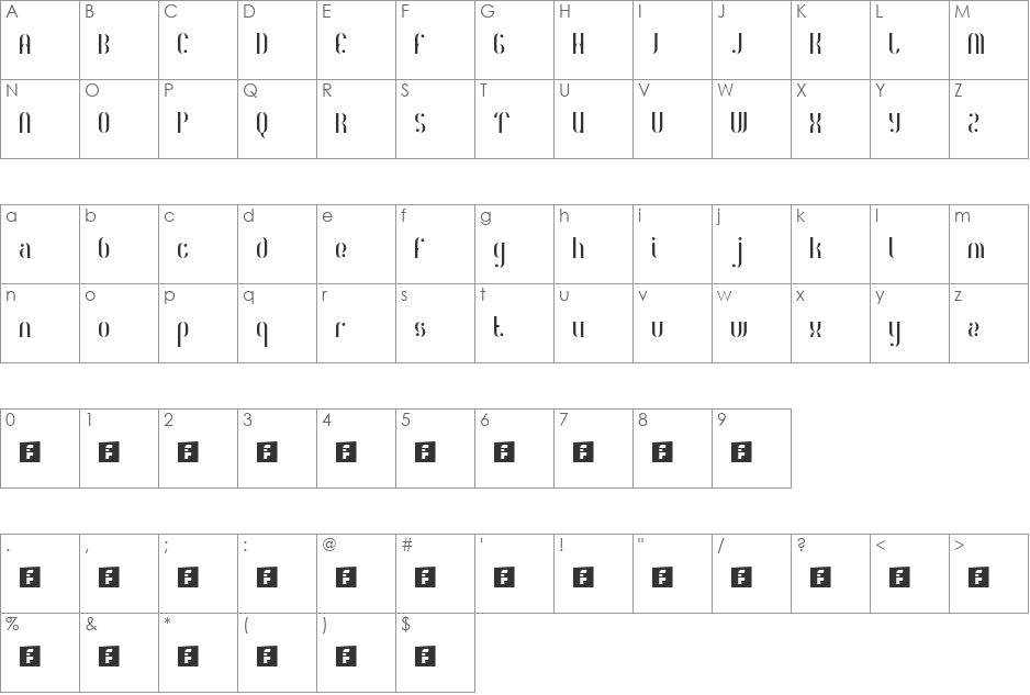 Royalty Code font character map preview