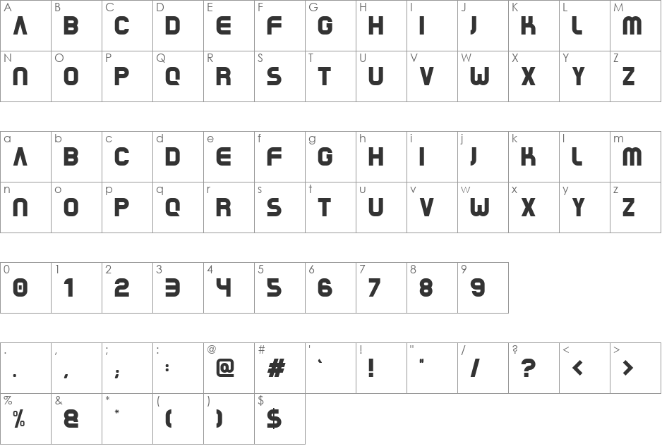 RR Beaver font character map preview