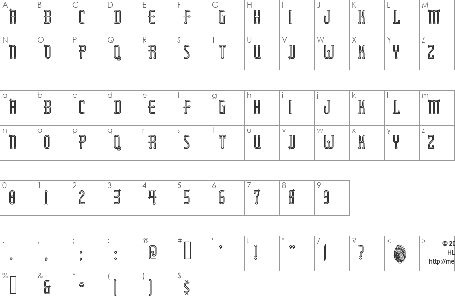 RubaiyatEngraved font character map preview