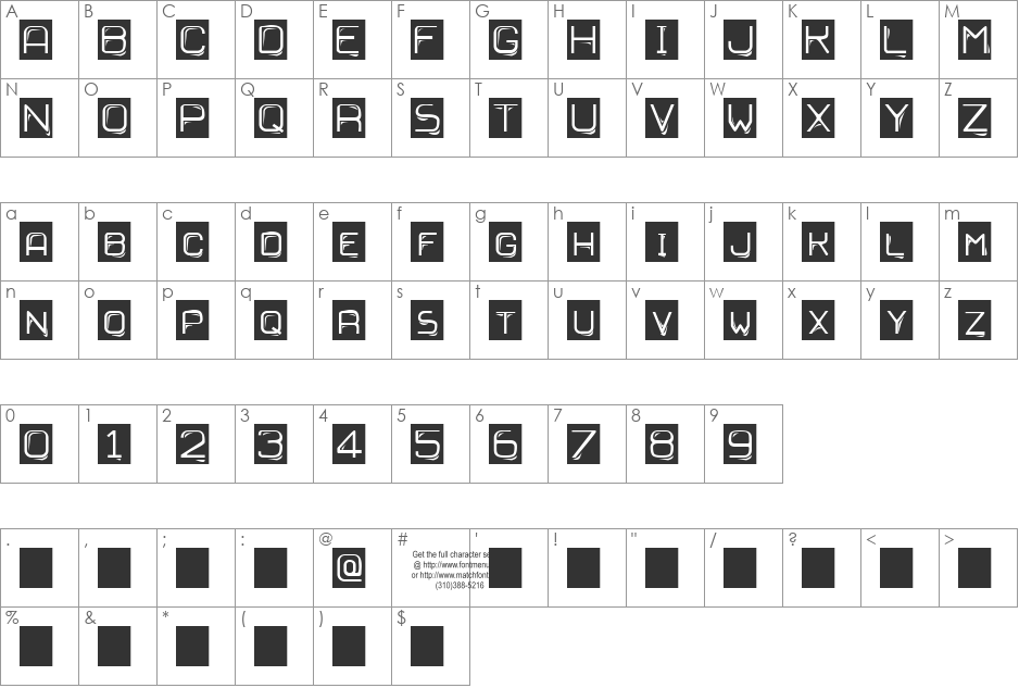 Ruban Dismoi Tryout font character map preview