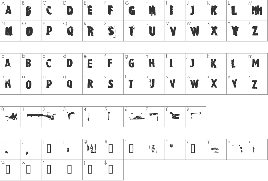 Rubbermaid font character map preview