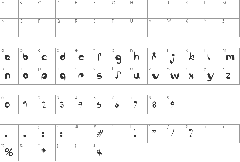 ruculus font character map preview
