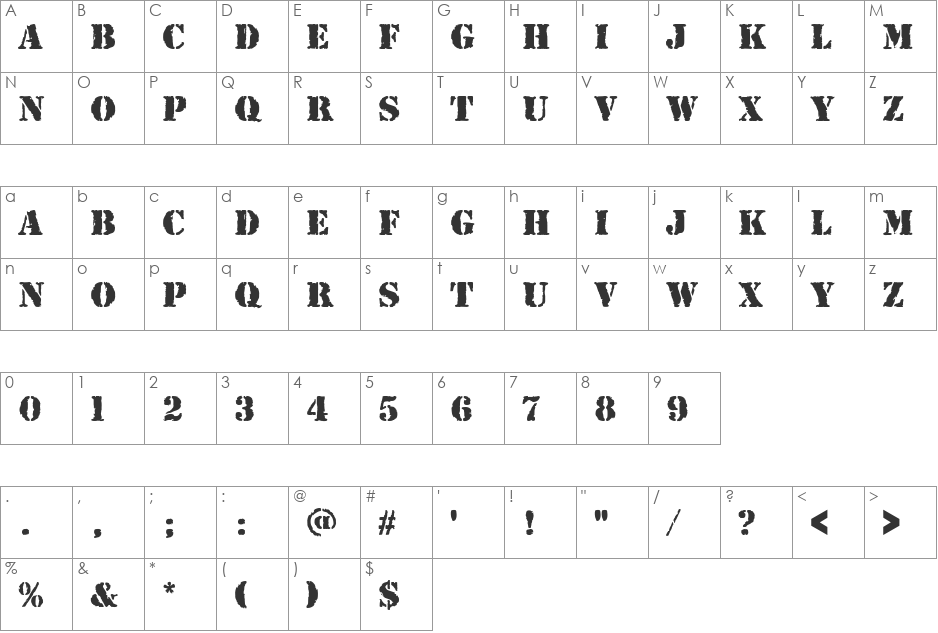 RudakiT font character map preview
