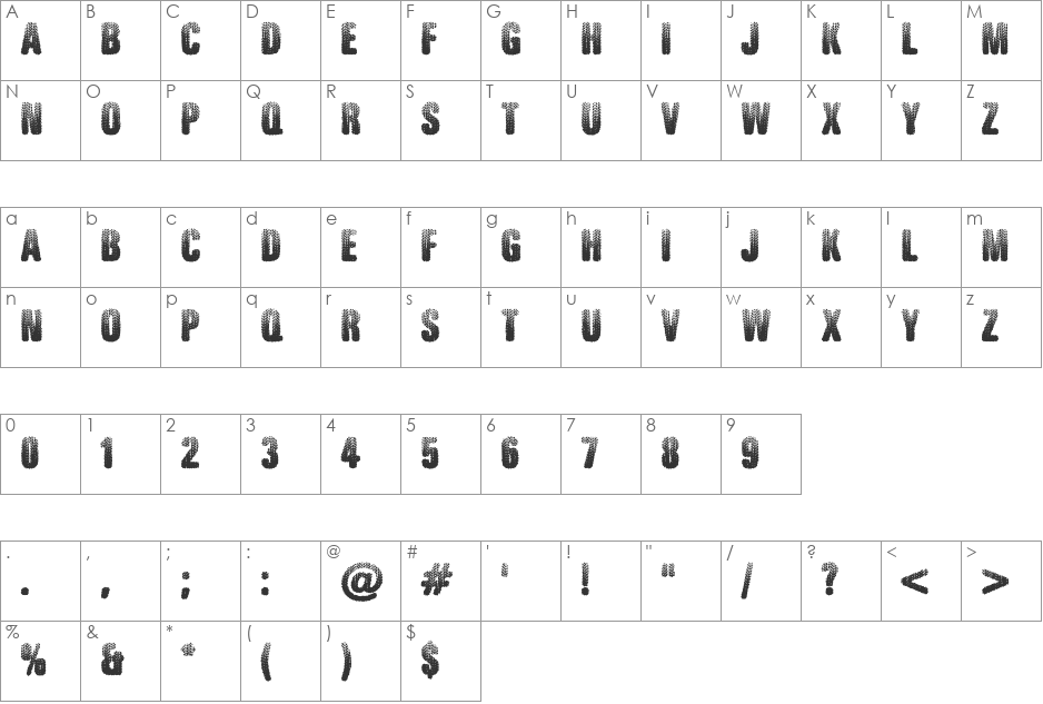 Rugged Ride font character map preview