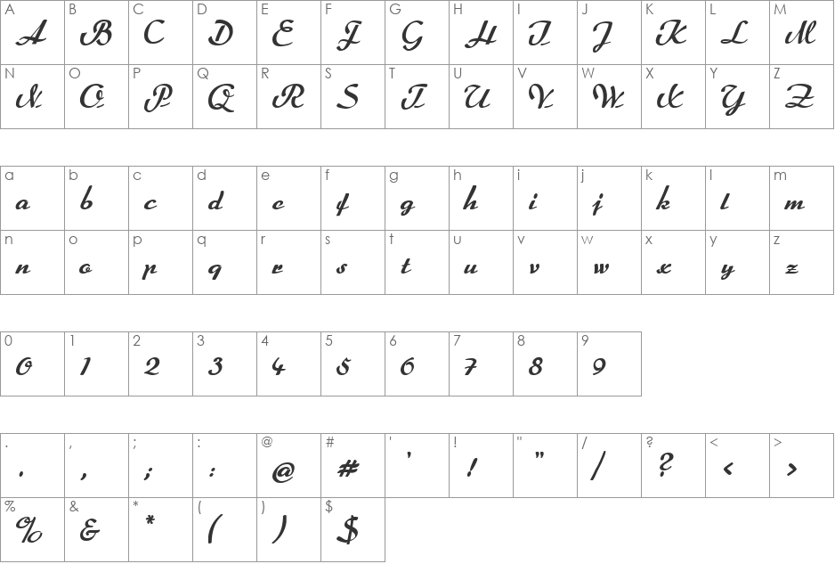 Rumburak font character map preview