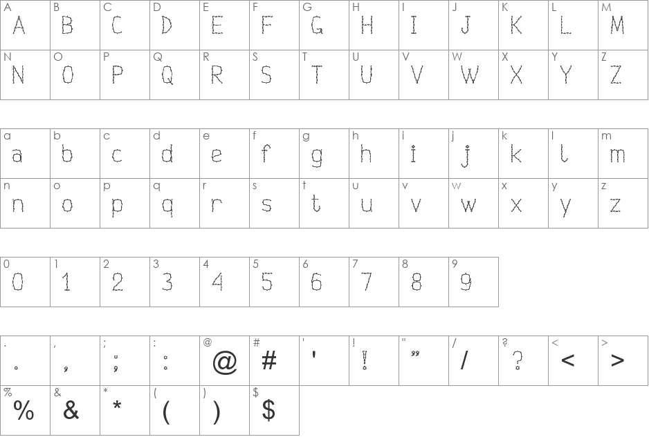 Rumpelstilnexz font character map preview